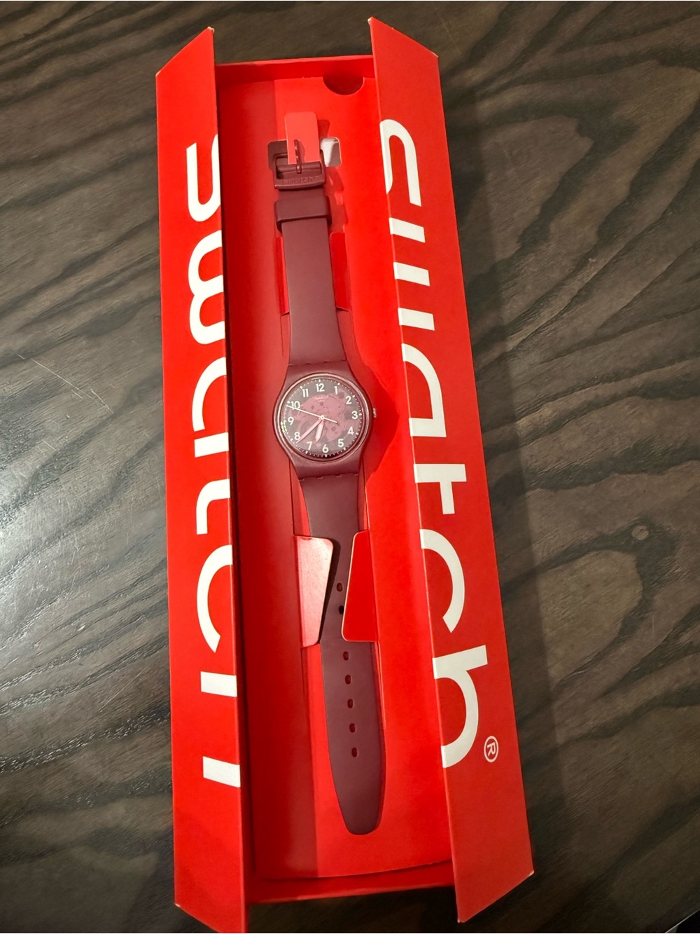 Swatch Maroon Silicone Men's Watch with Red Box